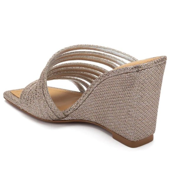 MERCEDES CASTILLO Cecilia Slide Wedge SANDALS Size 6 Platinum Leather NEW $450 - Picture 2 of 12